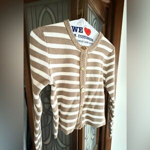 Striped Cotton Lady Jacket Cardigan Sweater
XS